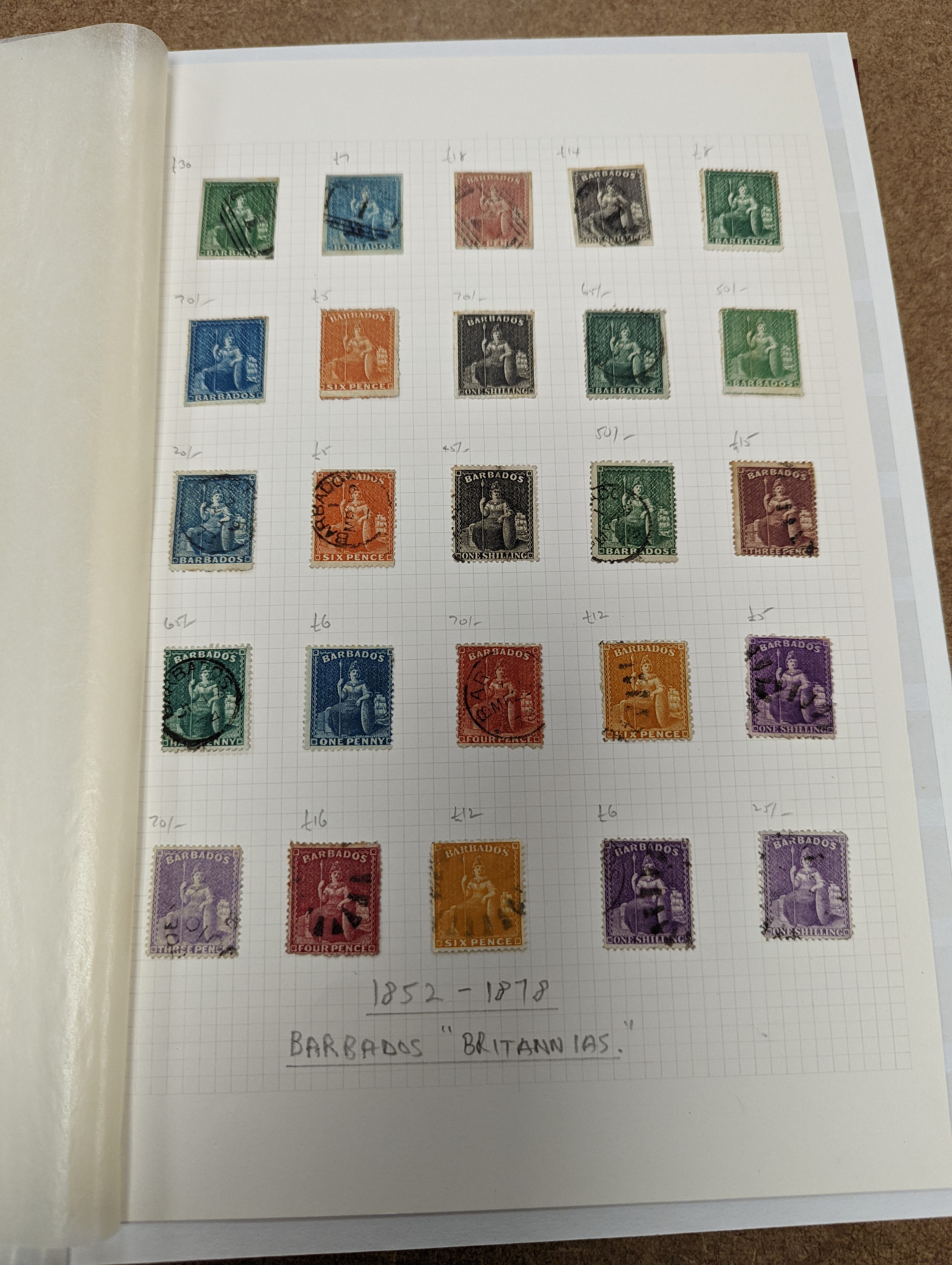 British Commonwealth stamps in stock book with Ascension 1922 set overprinted specimen, 1924 set mint, Bahamas, Barbados Britannia Heads, Cyprus 1928 anniversary set- £1 mint, Falkland 1s. 1878 1d claret mint (and certif